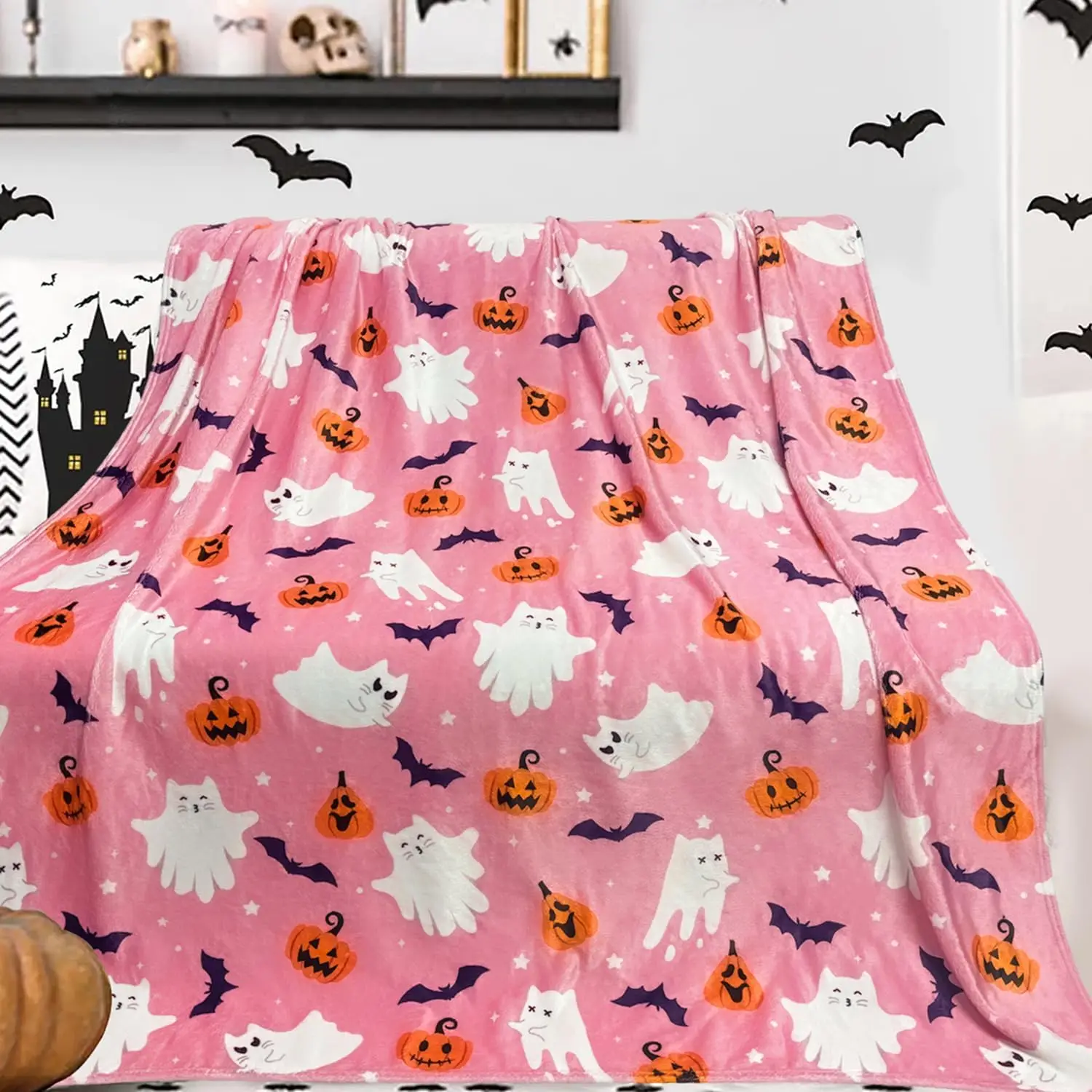 Pink Ghost Blanket for Kids Girls 50