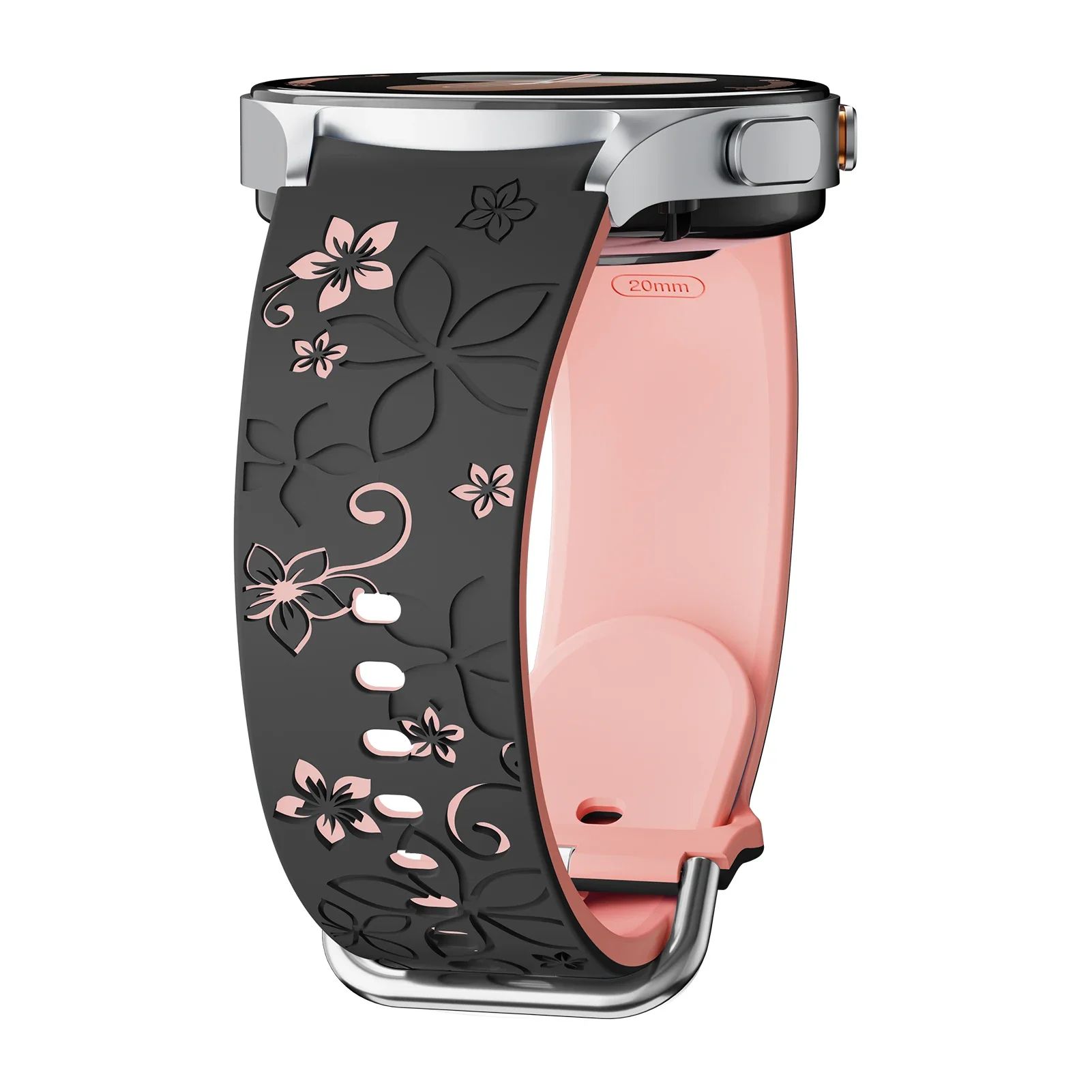 

Engraved Silicone Strap for Samsung Galaxy Watch 7 FE/6 4 Classic/5 Pro 45 No Gaps Sport Bracelet Galaxy Watch 7 Band 44mm 40mm