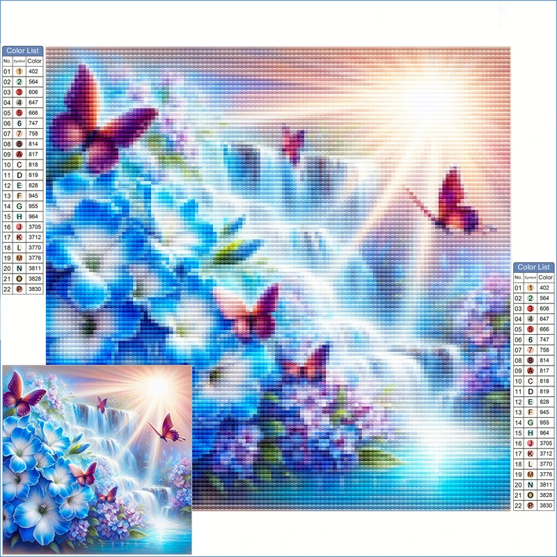 

Diamond Painting 2025 Beautiful Waterfall With Blue And Purple Flowers Embroidery Diamond Arts And Crafts Jewelry Cross Stitch