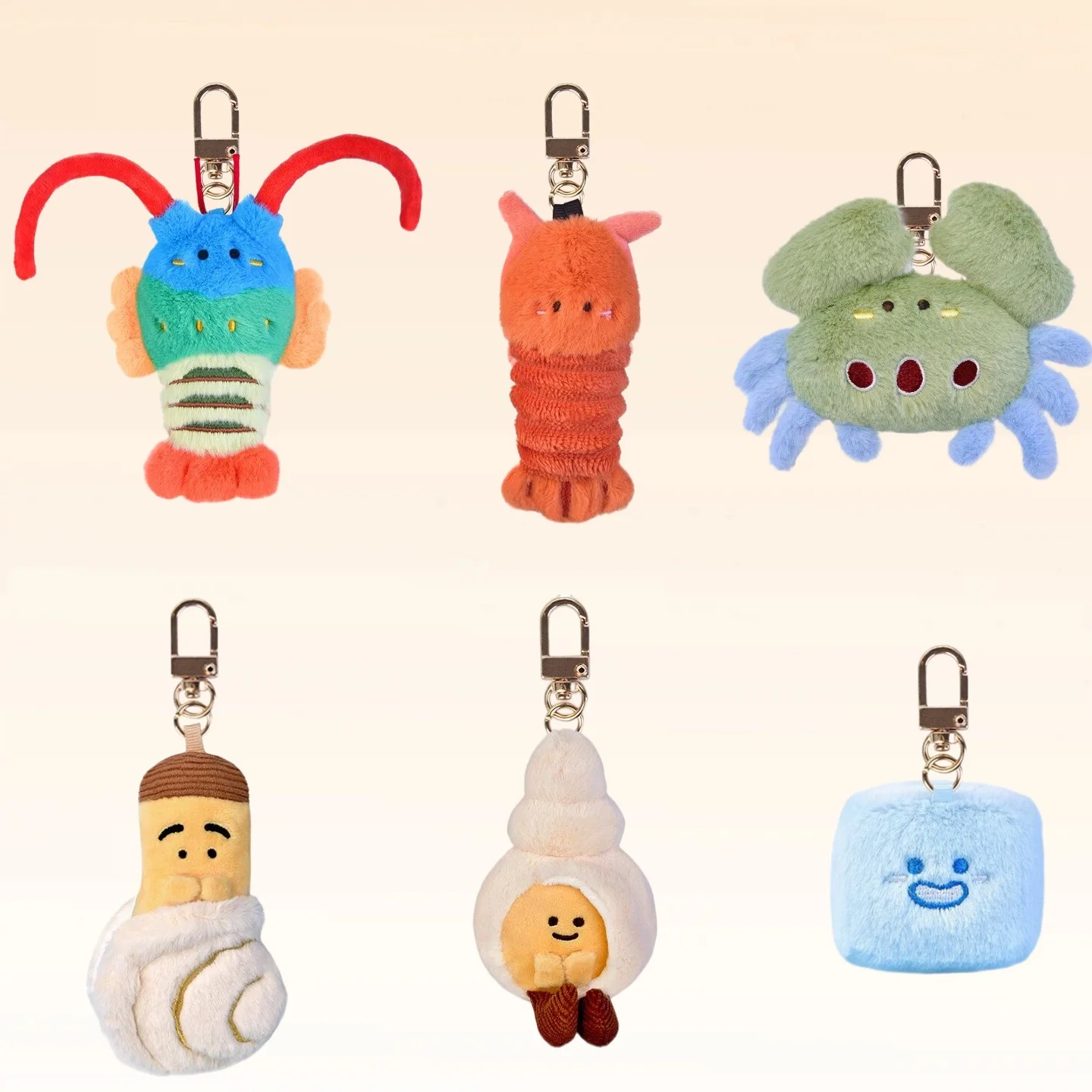 Juguete de Peluche de Mariscos de 5-12cm: Camarón, Pez, Vieira, Colgante de Animal Marino, Llavero con Expresión Acuática, Muñeco Creativo para Niños y Niñas