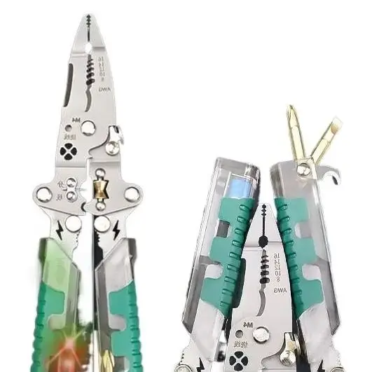 

Multifunctional Wire Stripper With Electrical Test Pen Foldable Cable Cutter Crimper Tool, Electrical Folding Pliers For Cutting