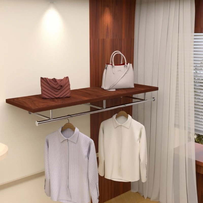 Stainless Steel Wall Mounted Garment Rack Multi-functional Clothing Display Home Bedroom Organizer