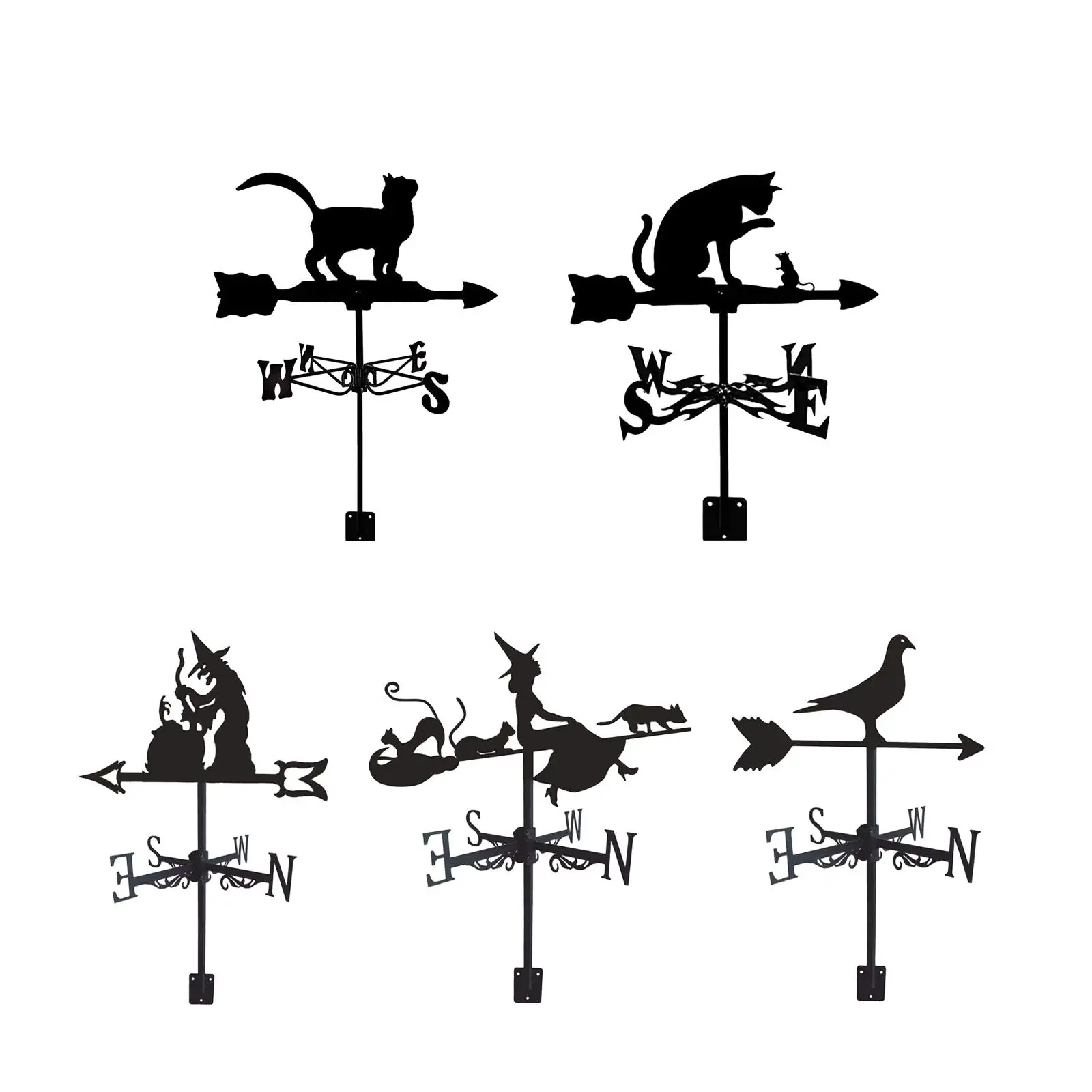 Black Wrought Iron Weathervane Farm Scene Decorative 75cm Tall Wind Direction Weather Vane for Barn Yard Cupola Farmhouse Garden