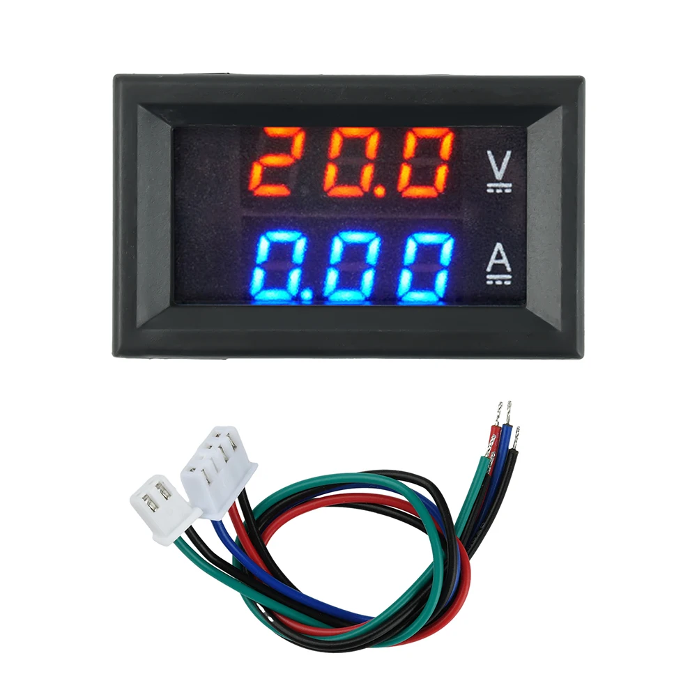 Digital Voltmeter Ammeter 0-100V 0-300V 10A/50A/100A Amp Voltage Current Meter Tester 0.28 Inch Dual LED Display Panel with Wire