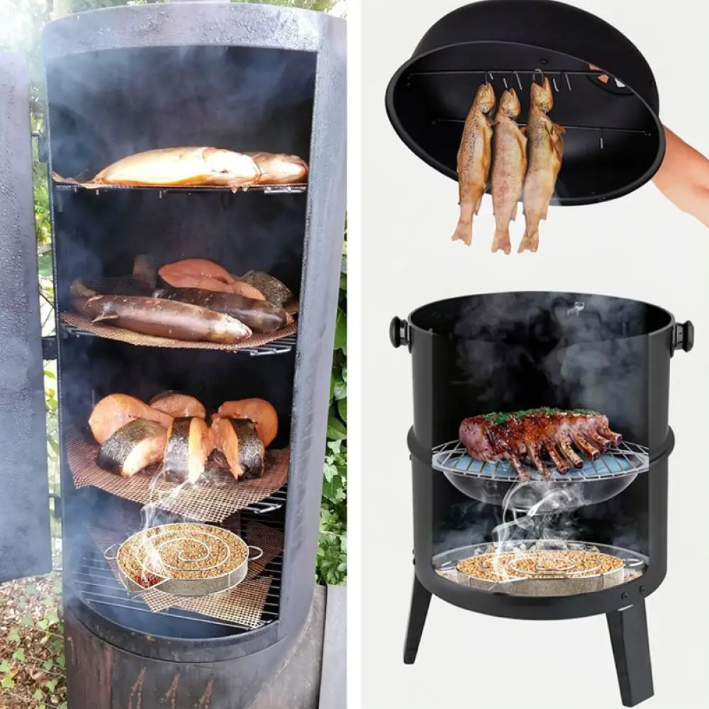 Durable Stainless Steel BBQ Smoking Tray Cold Smoke Generator For Outdoor Grilling Meat Infuser Portable Barbecue Accessory