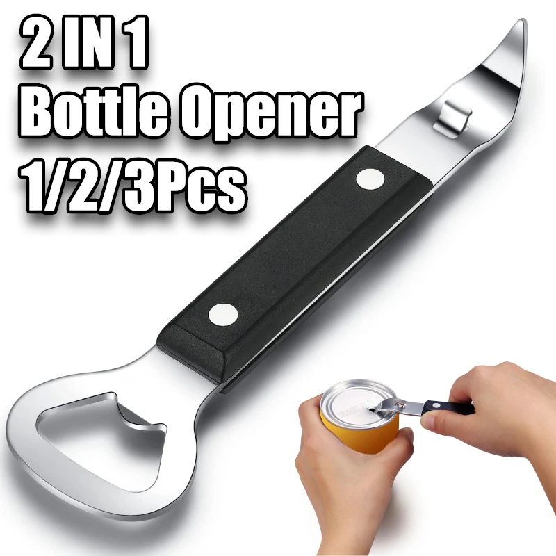 Stainless Steel Can Punch Bottle Opener Manual Beer Can Opener Tool 1/2/3 Pcs Set for Camping Hiking Picnic Outdoor Activities
