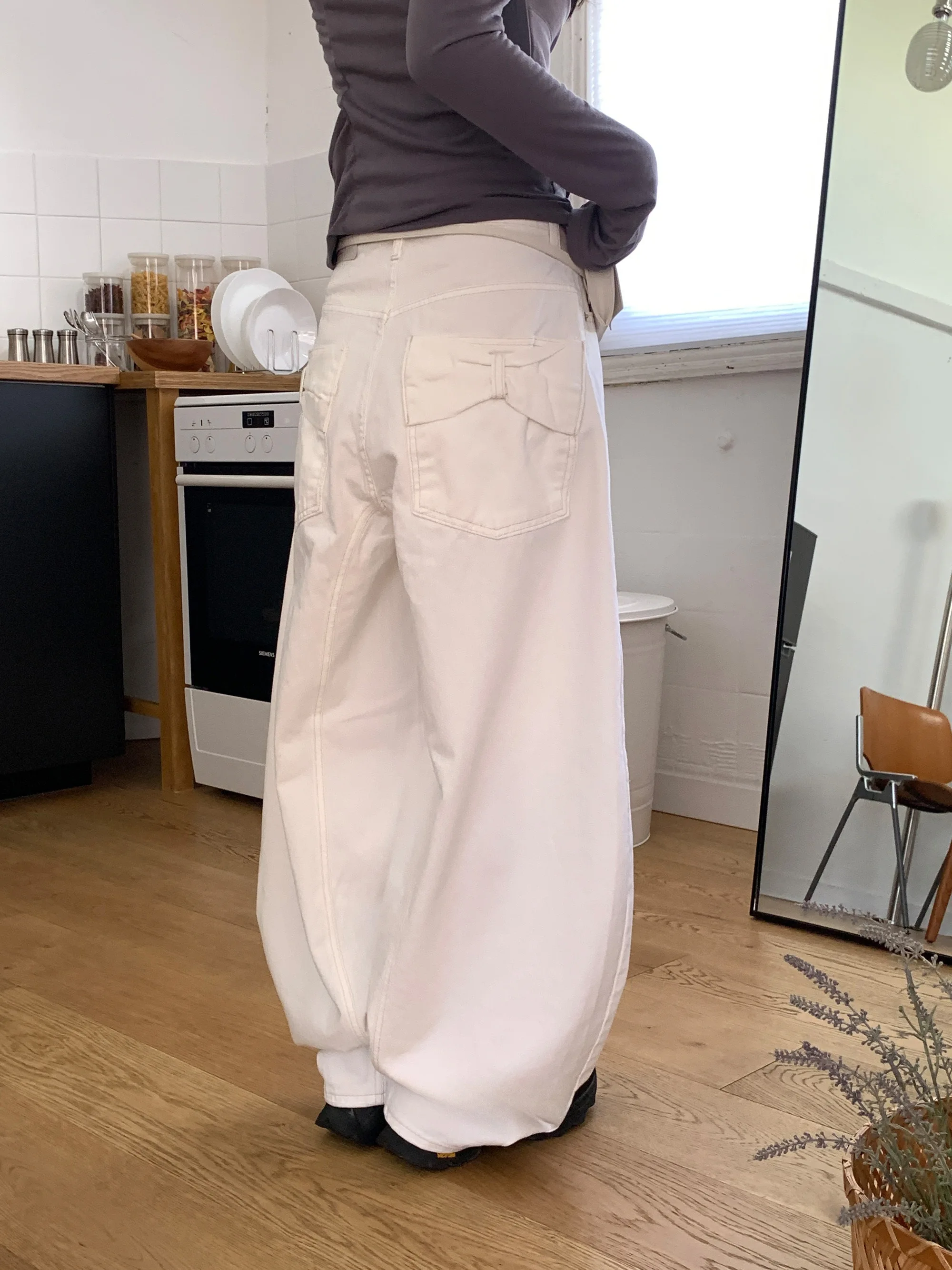 

Street Style High Waist Wide Leg Jeans Loose Fit Knot Personality Korean Version Casual Straight Cut Long Pants