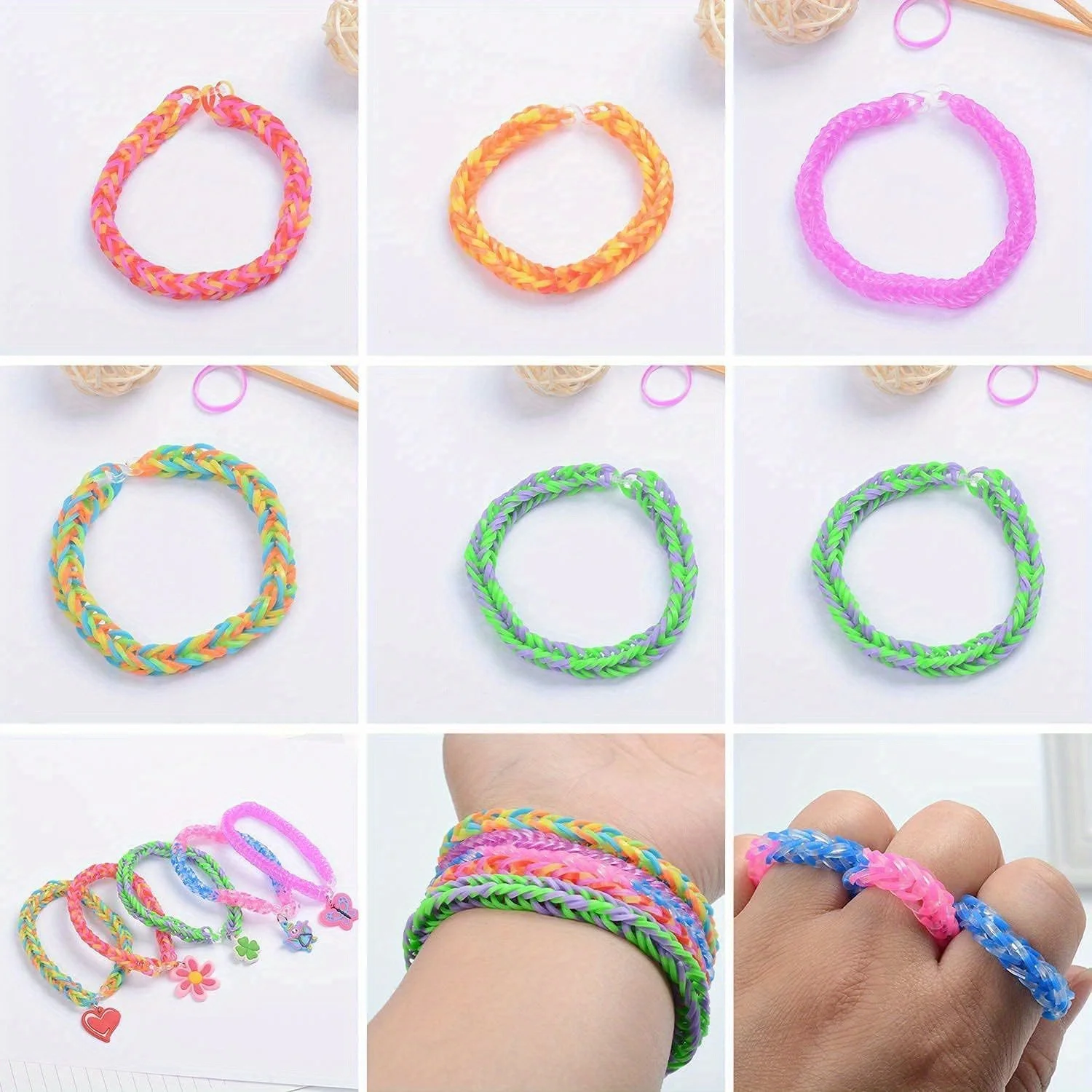 Pulseras de banda de goma tejidas hechas a mano para niños y adultos, Kit de bricolaje de colores aleatorios, divertidos regalos de actividades