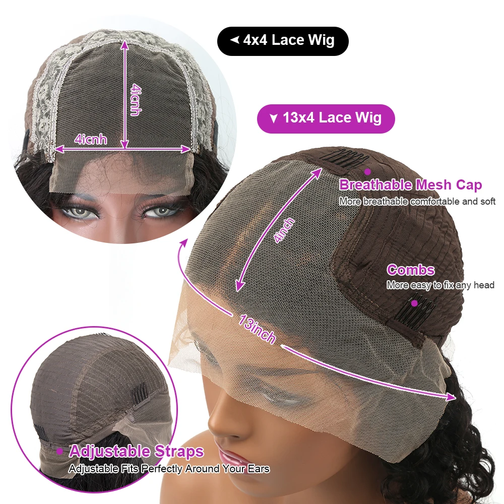 接着剤不要の巻き毛ボブウィッグ人毛100%ショートディープウェーブビルマカールレースフロントウィッグマルチパートニング既製品キンキーベトナム人毛