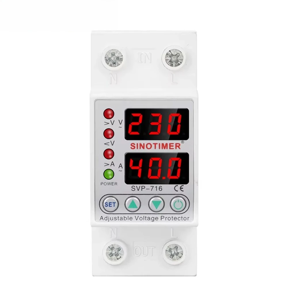

Disyuntor doble pantalla LCD, relé voltaje ajustable, Control bajo voltaje, Protector sobrecorriente, 220V, 63A, 40A