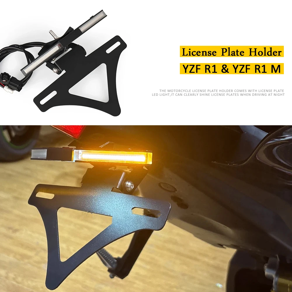 

Motorcycle 2015-2025 License Plate Holder LED Light Tail Tidy Fender License Plate Holder For YAMAHA YZF R1M R1 YZF-R1 YZFR1