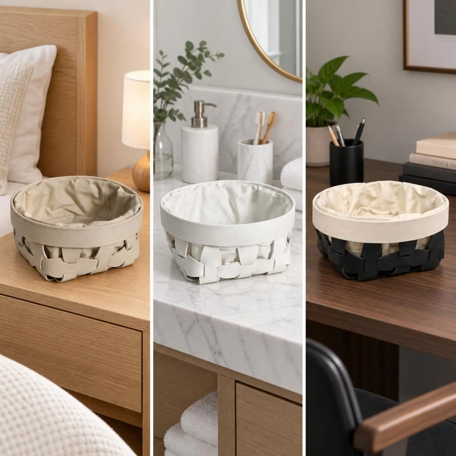 Open Top Leather Linen Basket for Folded Clothes Throws Shelf Under Table Living Room Decor