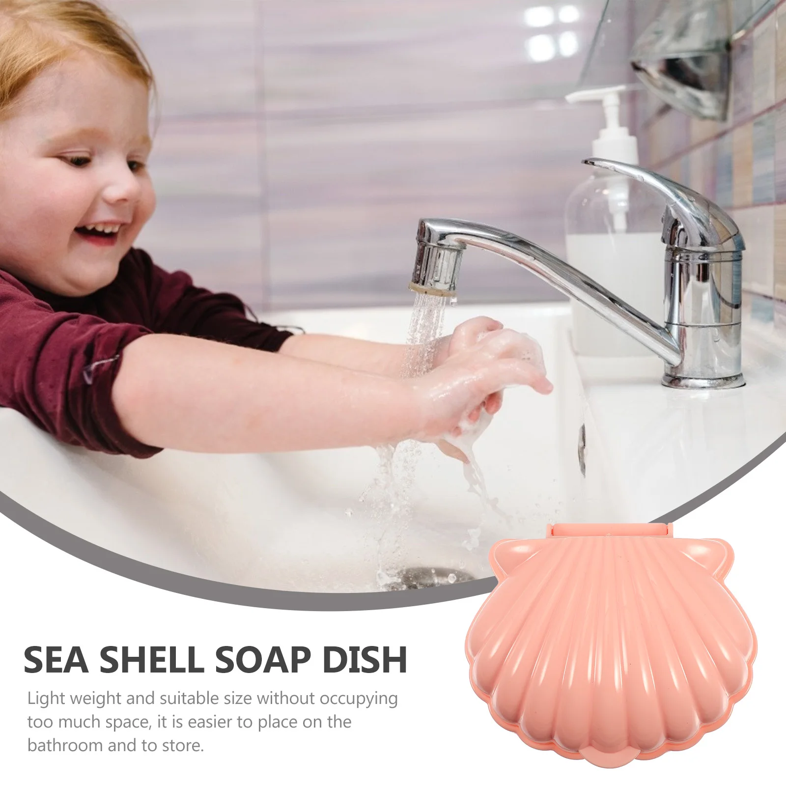 

2 pcs Draining Sea Shell Soap Dish Dish Holder Shell Container for Bar Soap Storage Tray Pink Travel Plastic Home Supplies