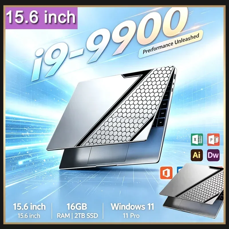 Core I9-9900 15.6inch Ultra Slim Laptop 32GB RAM 2TB SSD Gaming Office Study Notebook Windows 11 Pro FHD 1920*1080