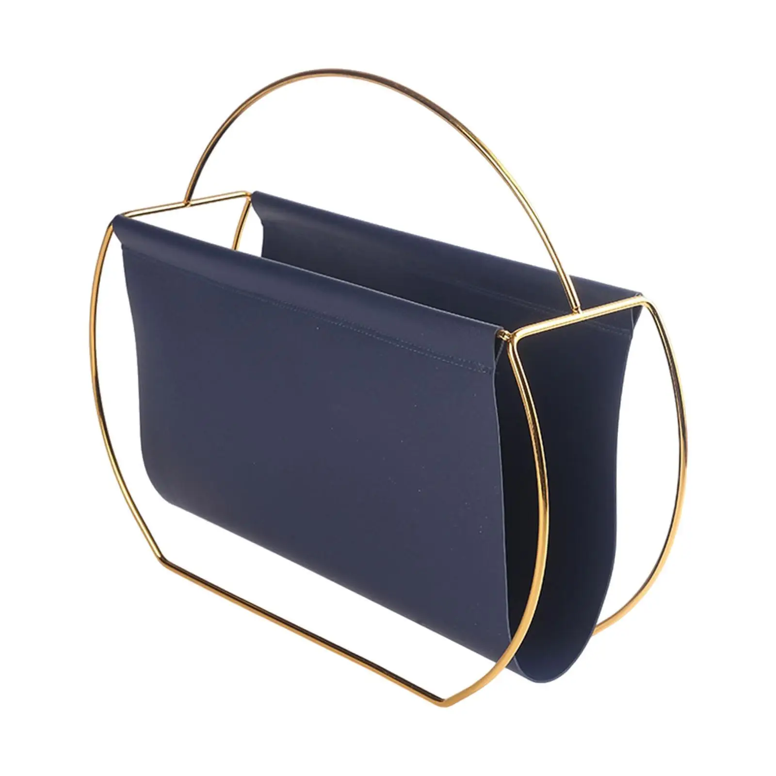 PU Leather Metal Iron Magazine Rack File Holder Organizer Desk Shelf for Books Newspapers Letters Home Use