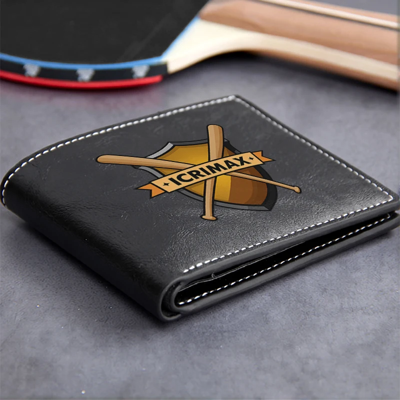 ICRIMAX Premium PU Leather Wallet Men's Compact Business Style Durable Lightweight Design Shield and Bat Emblem