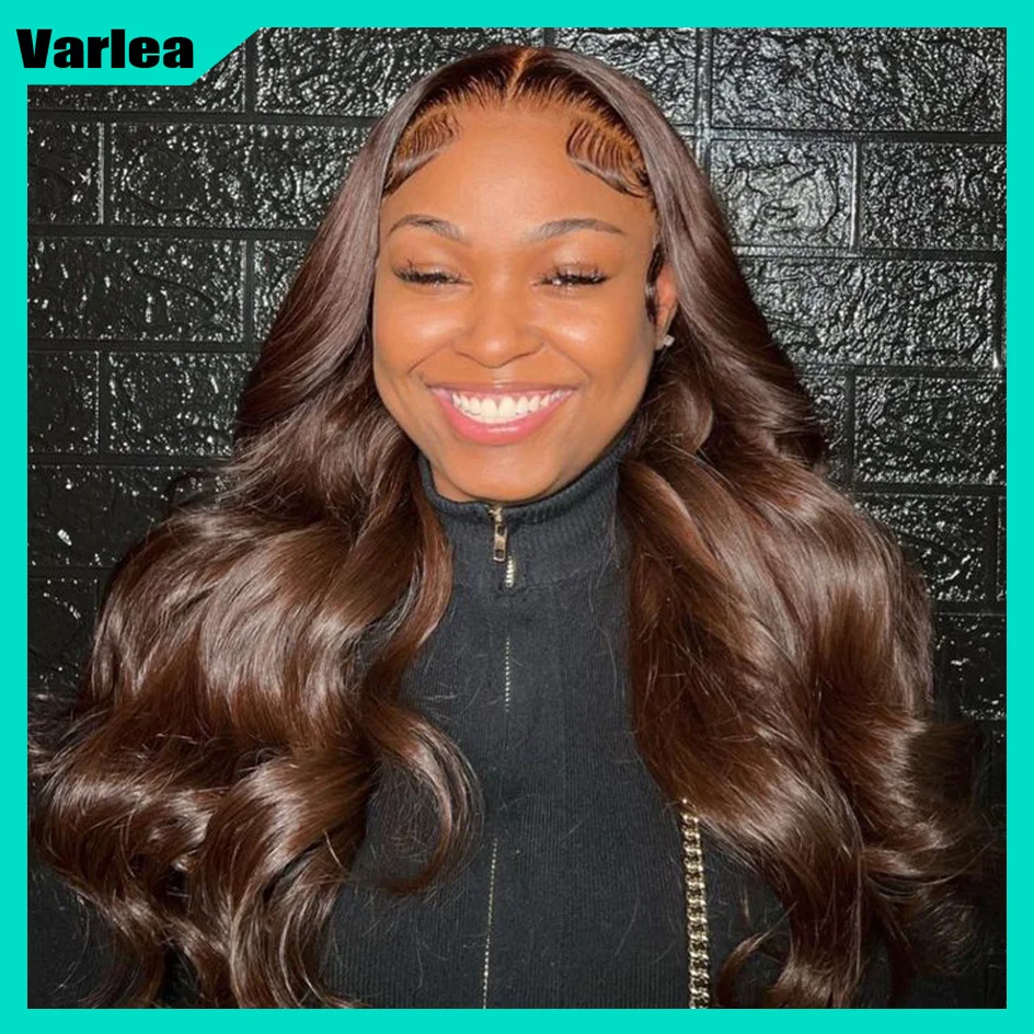 Varlea 13x4 Lace Frontal Body Wave Wigs Chocolate Brown 13x6 Human Hair Wigs Hd Lace Brazilian Hair 200% Density Loose Body Wave