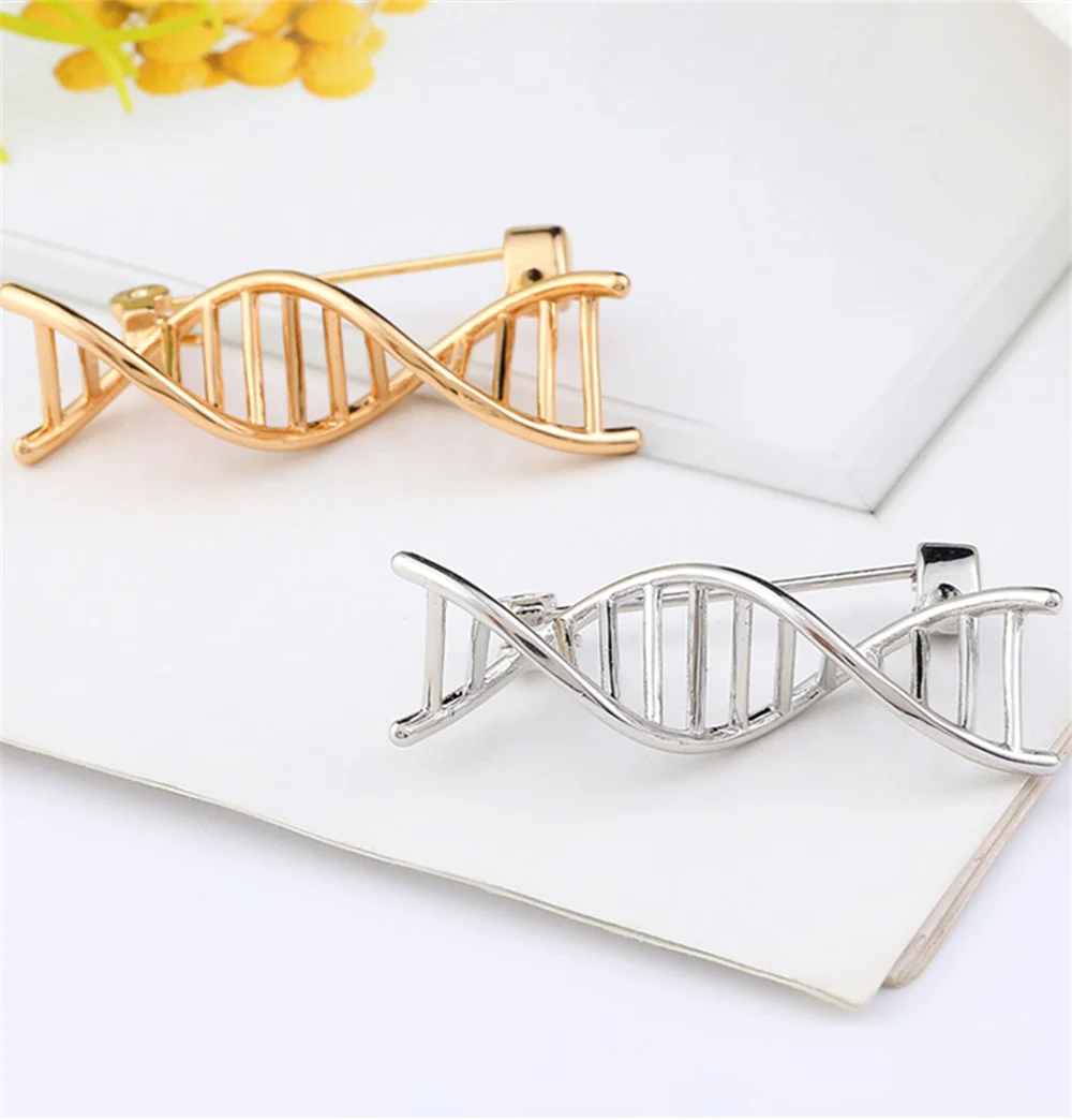 DNA Double Helix Enamel Brooch Gold Color Medical Biology Research Series Pins Fashion Jewelry Lapel Badge Nurse Doctor Gift
