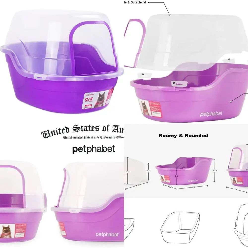 

Extra Large Purple Jumbo Hooded Litter Box for Two Small Cats, Covered for Privacy