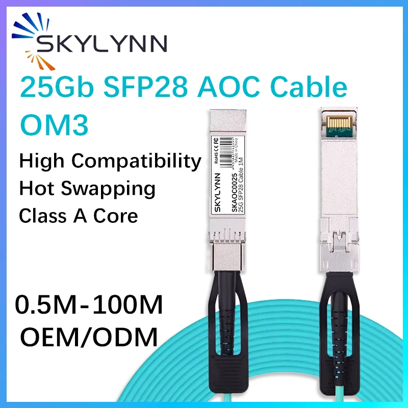 

25G SFP28 AOC High Quality Active Optical Cable SFP28 to SFP28 LSZH 850nm OM3 Ethernet Switch Custom Length SKYLYNN OEM/ODM