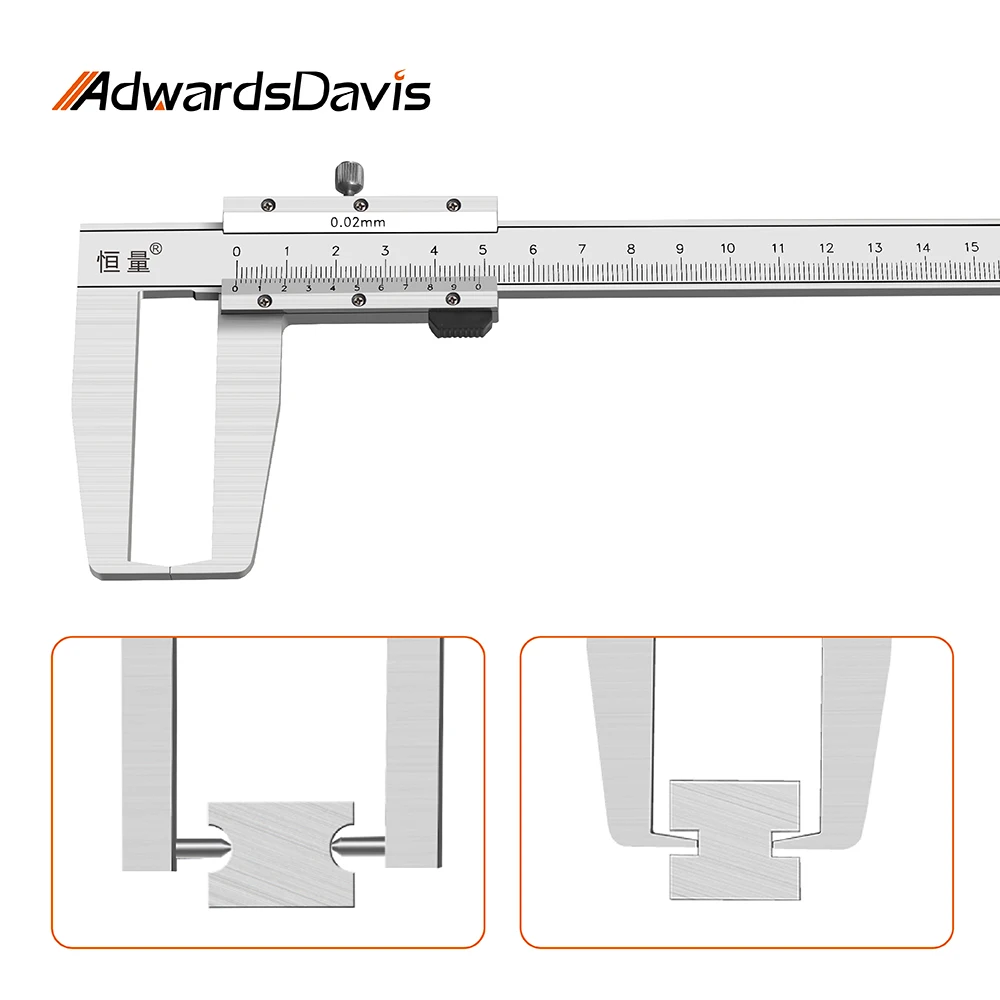 0-150 0-200 0-300mm External Groove Measurement Vernier Caliper High Hardness Stainless Steel Cylindrical Head Flat Head Caliper