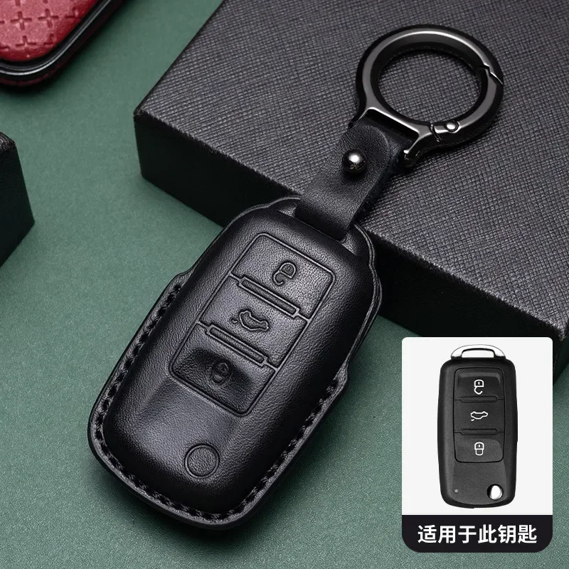 for Volkswagen CC Sagitar Bora Polo Lamando Golf Lavida Magotan Passat Car Key Cover Genuine Cowhide Leather Key Case view 2