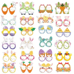 6/12pcs Happy Easter Paper Glasses Frame Fun Bunny Chick Egg Shape Eyeglasses for Kids Easter Day Spring Party Photo Booth Props