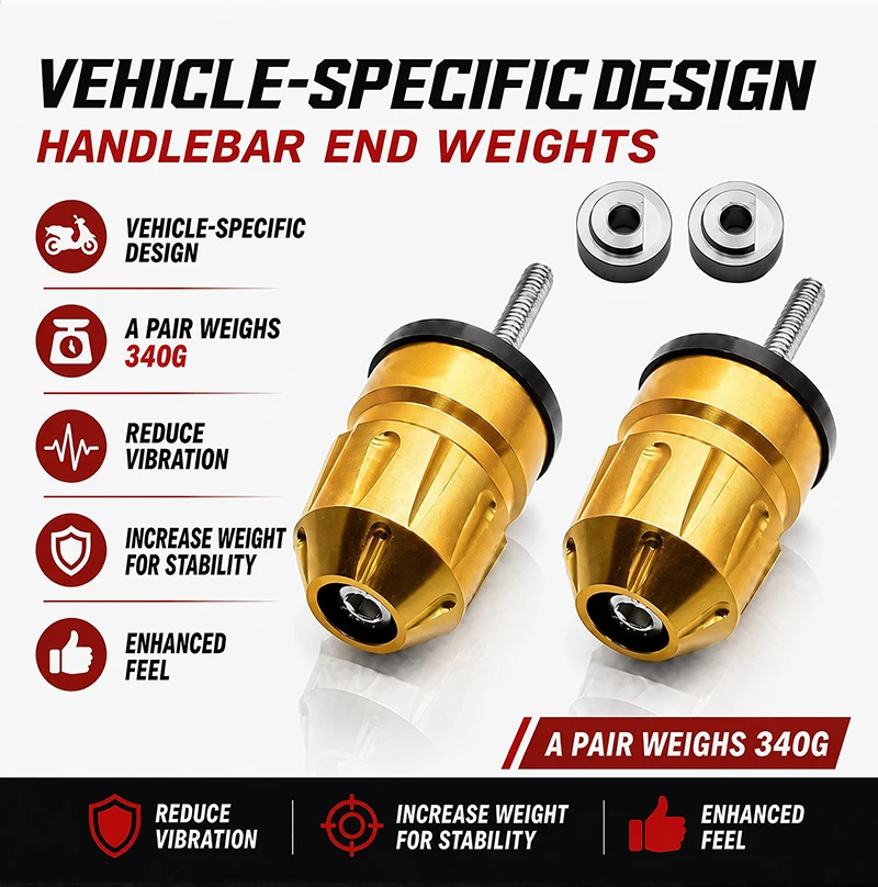 Heavy 340g Bar End Weights for Honda CBR650R CB650R CB190R CBR400R CB400F  CNC Aluminum Anti Vibration Handle Balance Plug Motor view 4