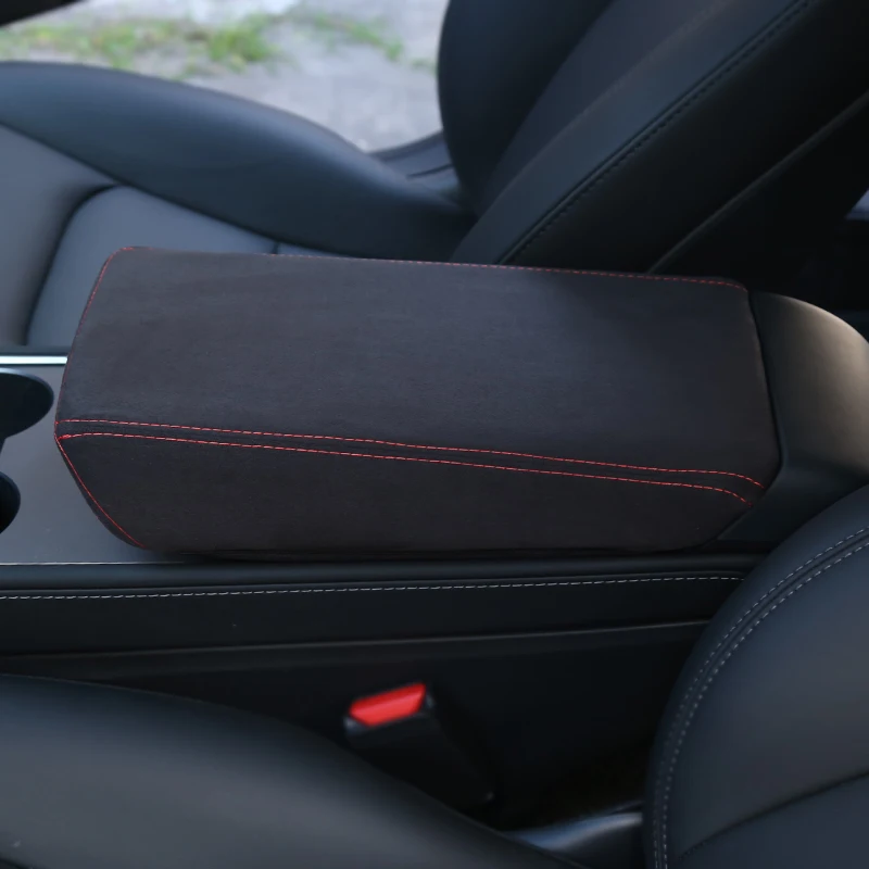 For Tesla Model 3 Central Control Armrest Leather Protective Cover Model Y Armrest Cushion Car Chair Armrest Cushion Cover