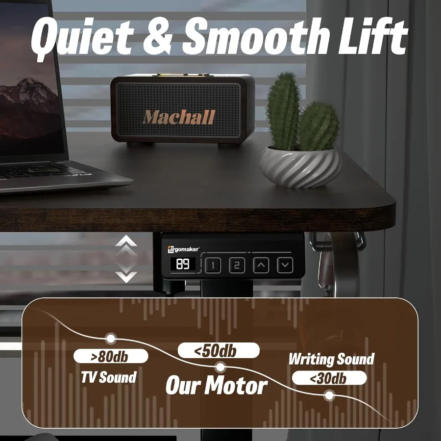 55 مكتب قائم كهربائي مع ارتفاع قابل للتعديل للمكتب المنزلي ومحطات عمل الكمبيوتر يتميز وحدة تحكم الذاكرة للمخصص #6