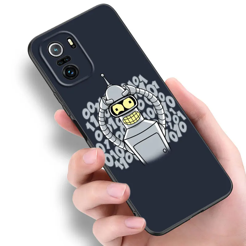 Cute F-Futuramas Black Silicone Phone Case For Xiaomi 10T 11 Lite 11T 12S 12X 13T 14 Pro A1 A2 POCO M3 M4 M6 X3 NFC X5 Pro F3 F5