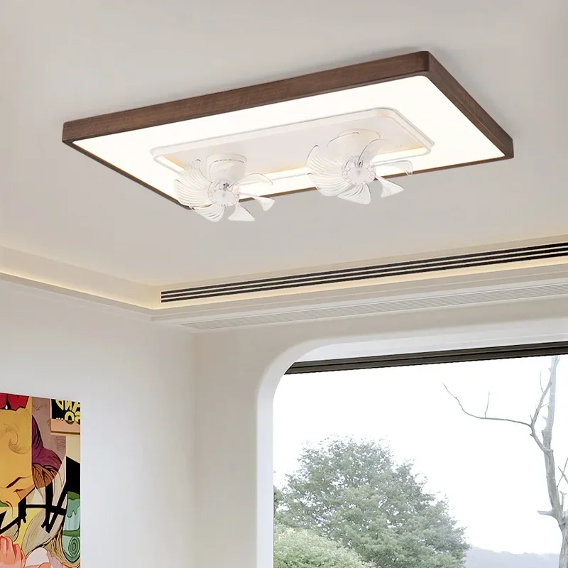 

Living room fan ceiling light black walnut solid wood bedroom modern