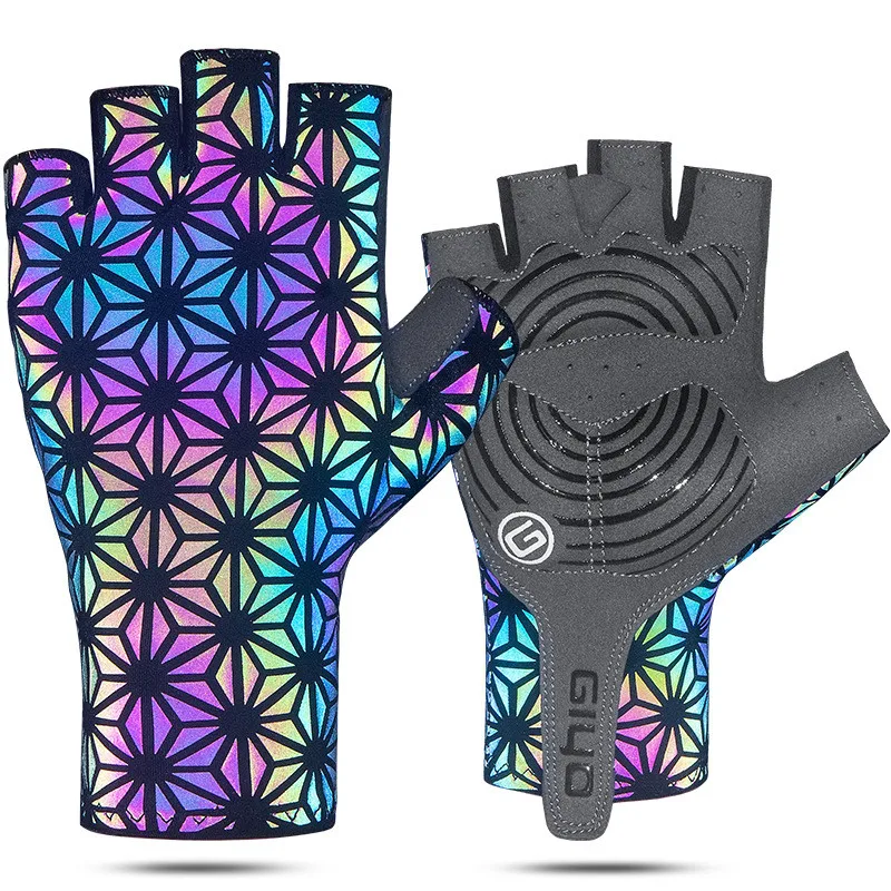 GIYO New Bicycle Riding Gloves Cool Mountain Road Bike Full and Half Finger Dazzling Color Changing Short Finger Gloves Parts