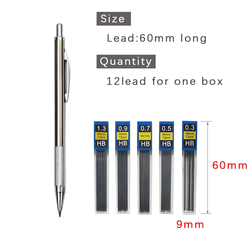 Lápiz mecánico de plomo de 0,3mm, 0,5mm, 0,7mm, 0,9mm, mm, recambios reemplazables de lápiz automático para dibujo artístico, papelería linda, 20 unids/lote