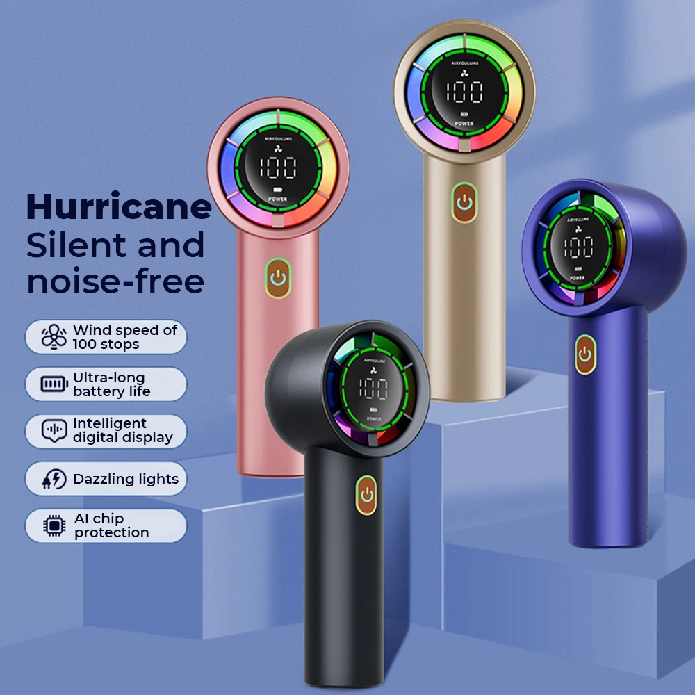 

Ручной турбовентилятор, сверхсильный ветер, 6 скоростей, длительный срок службы батареи, 3000 мАч, USB-перезаряжаемый вентилятор, универсальный карманный вентилятор-кулер