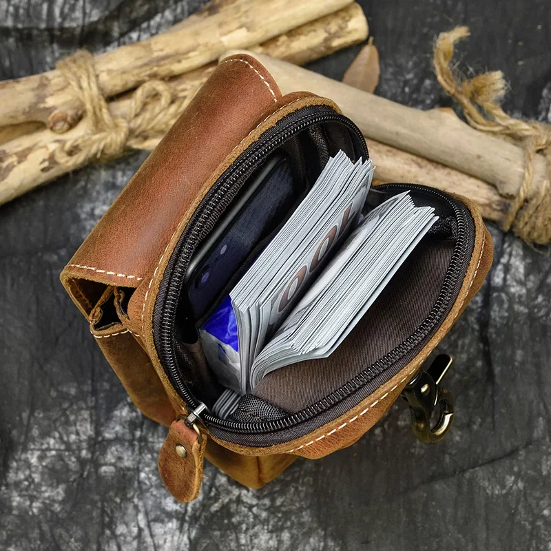 Leather Waist Bag On Belt Mobile Phone Bag Belt Pouch Leather Cellphone Pouch Fanny Pack Summer Mini Waist Bag Men Male