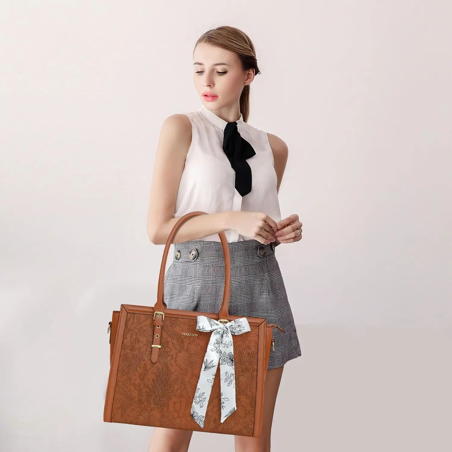 15 16 17.3 inch Women\'s Bag PU Leather Tote Bag for MacBook Air Pro M3 M2 HP Dell Asus Notebook Computer Laptop Shoulder Bag