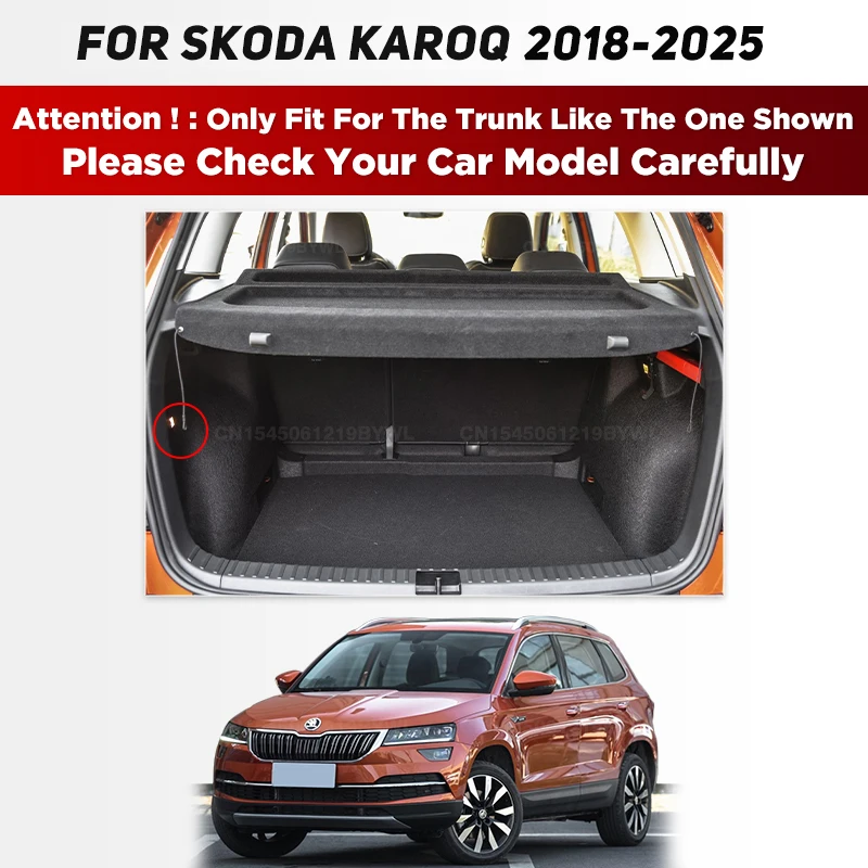 For Skoda Karoq 2018-2025 24 23 22 21 20 19 3D Car Trunk Mat Cargo Liner Carpet Interior Accessories Cover