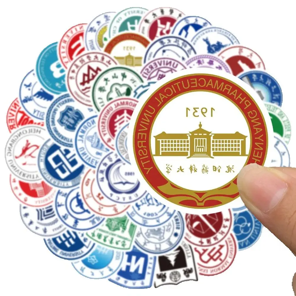 50 SZTUK Popularnych Chińskich Naklejek z Logo Uniwersytetu na Laptopa iPad Dziennik Kubek Wodoodporna Naklejka