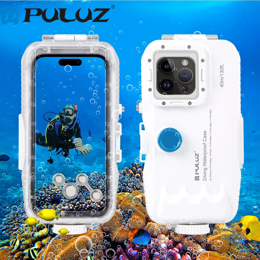 PULUZ 40m Waterproof iPhone Phone Diving Case with One-way Valve Photo Video Underwater Housing Cover for iPhone 15 14 13 12