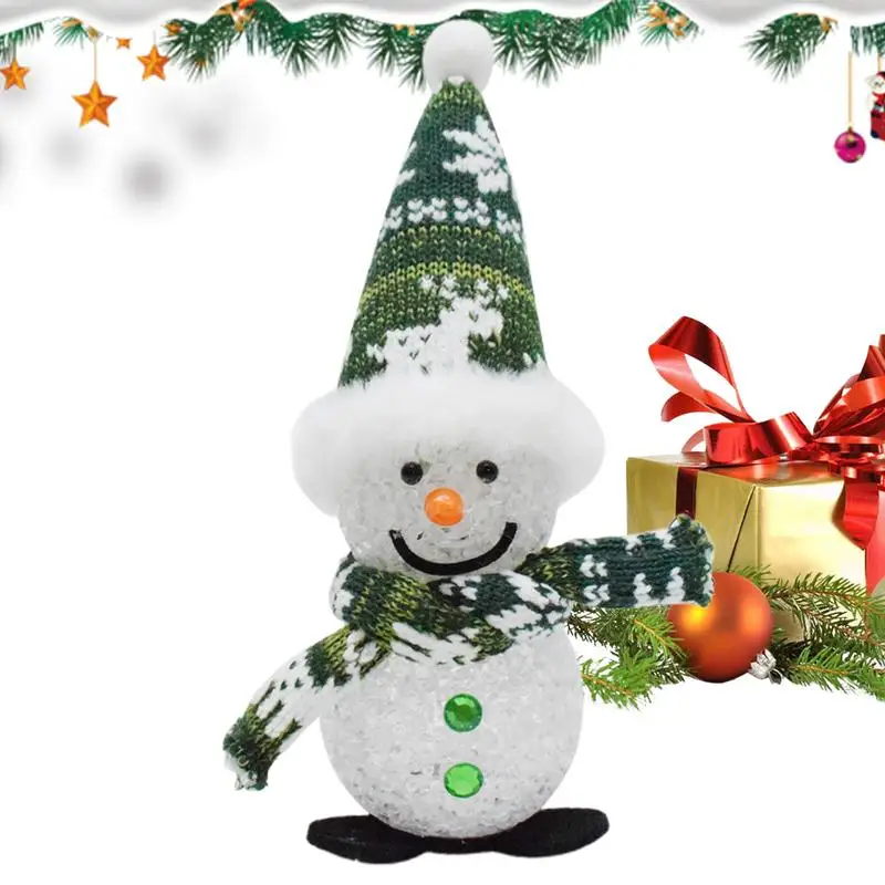 Snowman Tabletop Decor Snowman LED Desktop Ornament Festive Home Decor Cartoon Holiday Ornaments For Windowsill Living Room