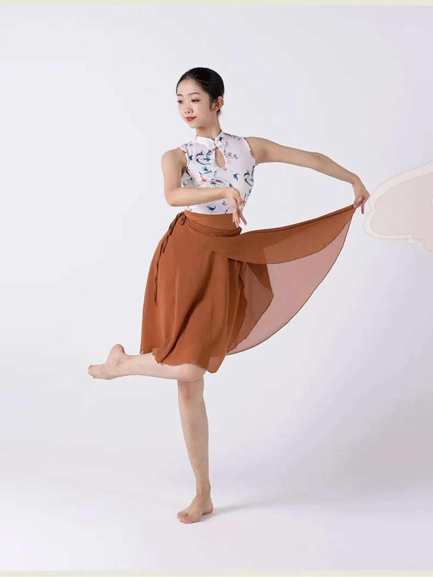 Macacão fino com gola floral sem costas, patchwork, para trajes profissionais de dança clássica e roupas de palco