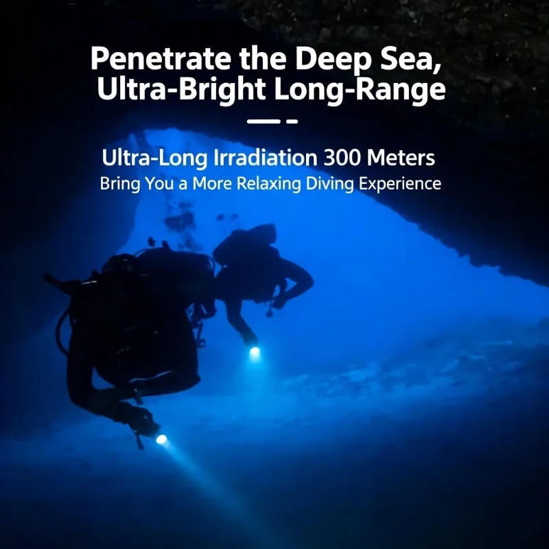 Powerful Scuba Diving Flashlight IPX8 Waterproof LED Spotlight Magnetic Switch Underwater Cave Dive Light For Night Dive