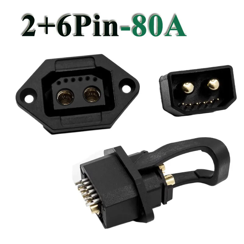 80A 2+6 Lithium Battery Plug Socket High Current Electric Vehicle Discharging Power Plugs 8Pin E-bike Male Female Connector