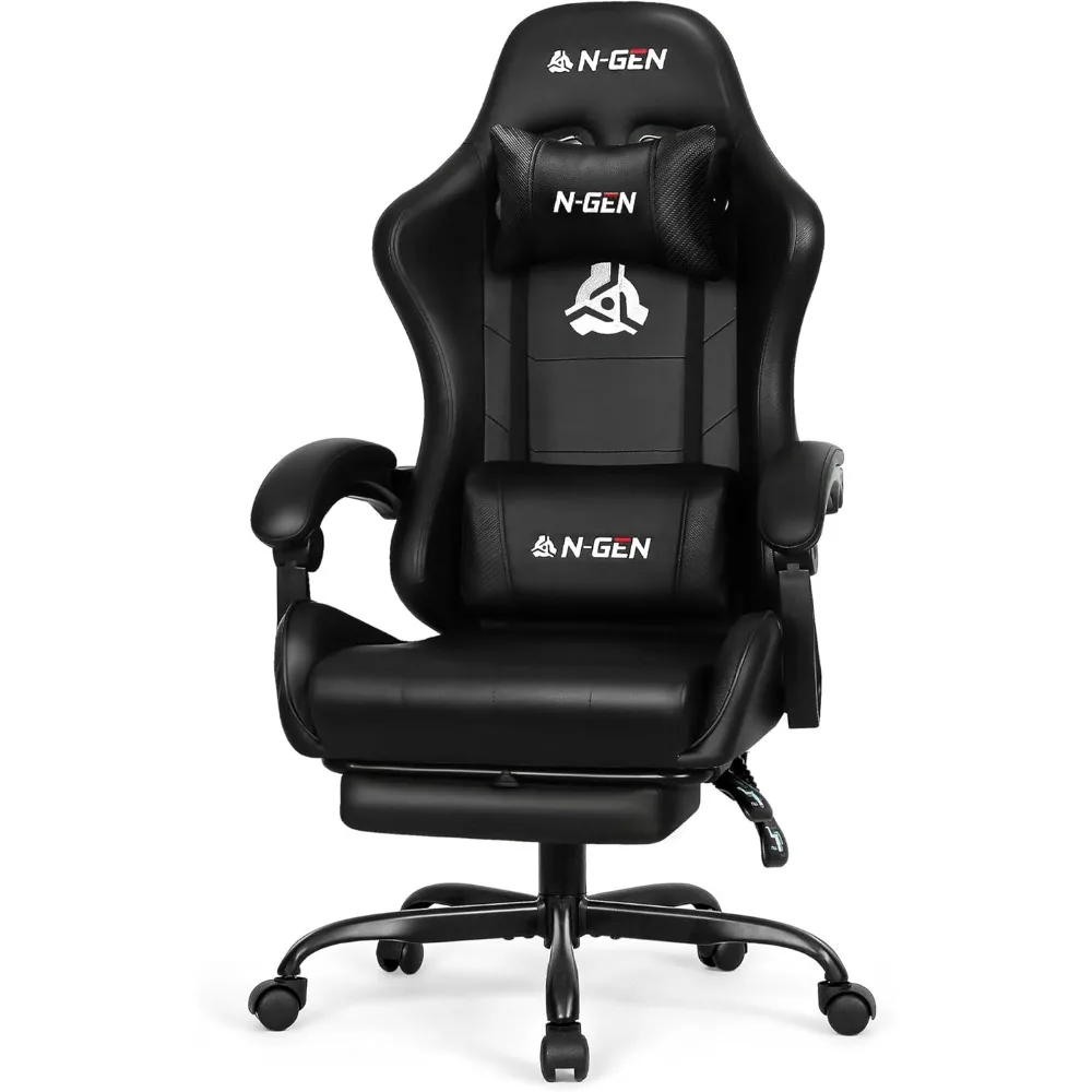 

Игровое кресло N-GEN GAMING с подставкой для ног, поясничная поддержка для домашнего офиса, кресло с высокой спинкой, регулируемое по высоте, эргономичное, удобное