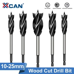 XCAN 10-25mm Twist Drill Bit Set Long Four-slot Four-blade Woodworking Tools Hole Opene For Door Lock Wood Slotting Tools