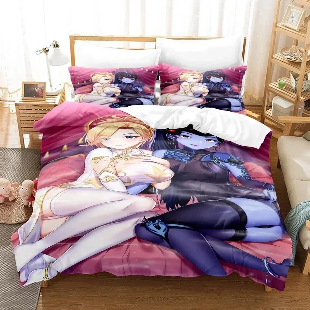 

3D Printing Anime Sexy Girls Overwatch Bedding Set Duvet Cover Sheet Pillowcase Bed Full Queen King Size Comforter Bedroom