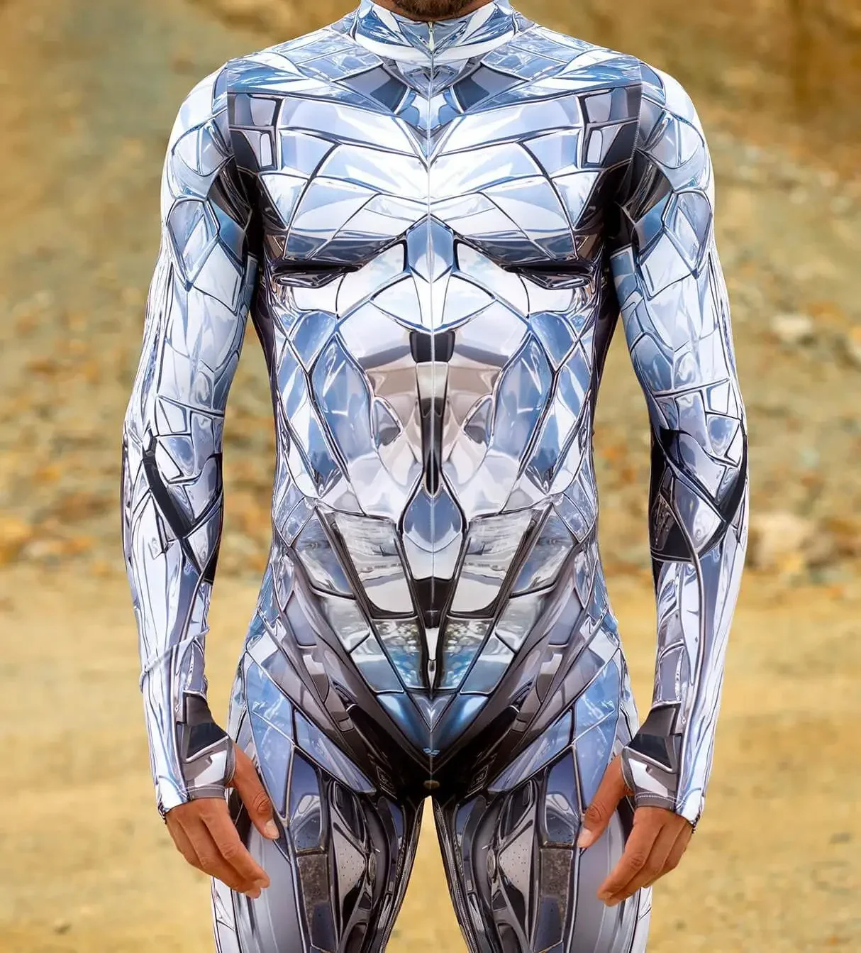 

Zawaland Men 3D Print Cosplay Costume Steampunk Y2K Art Full Cover Bodysuit Halloween Party Zentai Suit Rave Performance Outfit