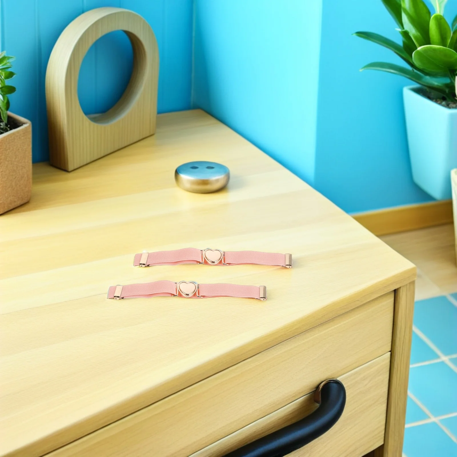 

2pcs Adjustable Belt Decorative Waistband Pink Elastic For Jeans Dresses Support Party School Daily Wear