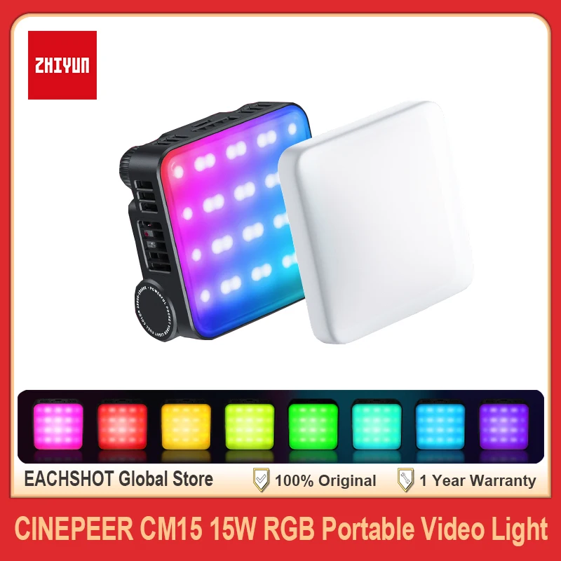 

ZHIYUN CINEPEER CM15 15W RGB Portable LED Video light Handheld Pocket Light 2500K-10000K Photography Lights 18 Lighting Effects